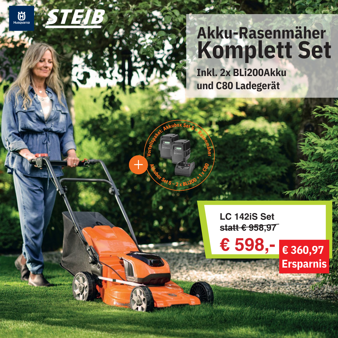 Akku-Rasenmäher LC 142iS inkl.  2x Akku BLi200+ Ladegerät C80 -