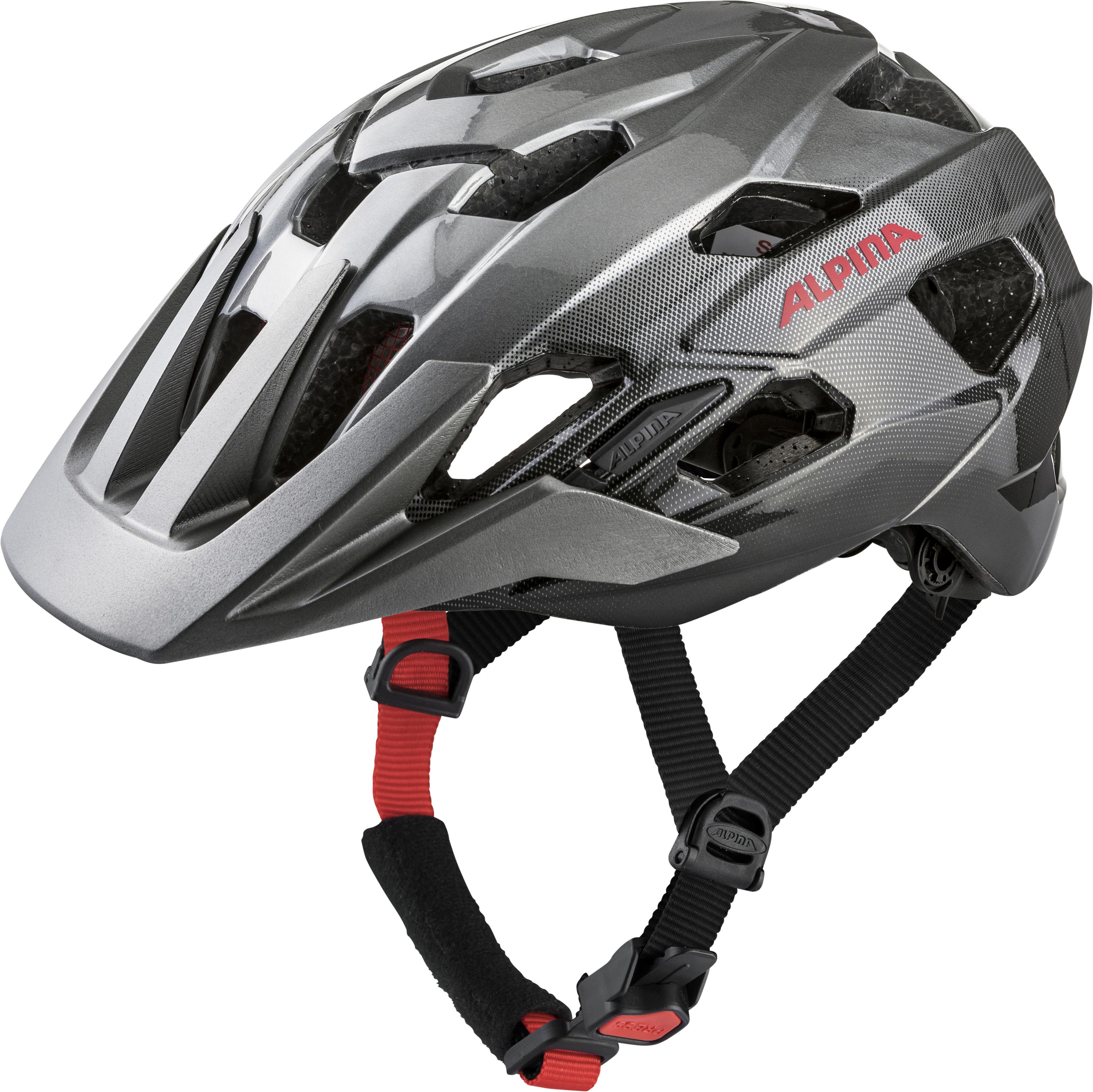 Fahrradhelm ANZANA Gr. 57-61 cm Kopfumfang - darksilver-black-red